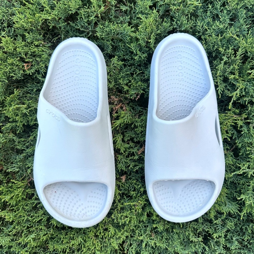 Crocs Mellow Recovery Slides Unisex Size M8 W10 Comfort Sandals Color Bone - Picture 3 of 11